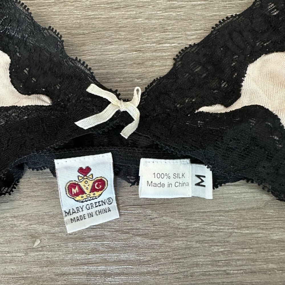 Mary Green Bralette and panty set Pink/Black Size M - Picture 5 of 6